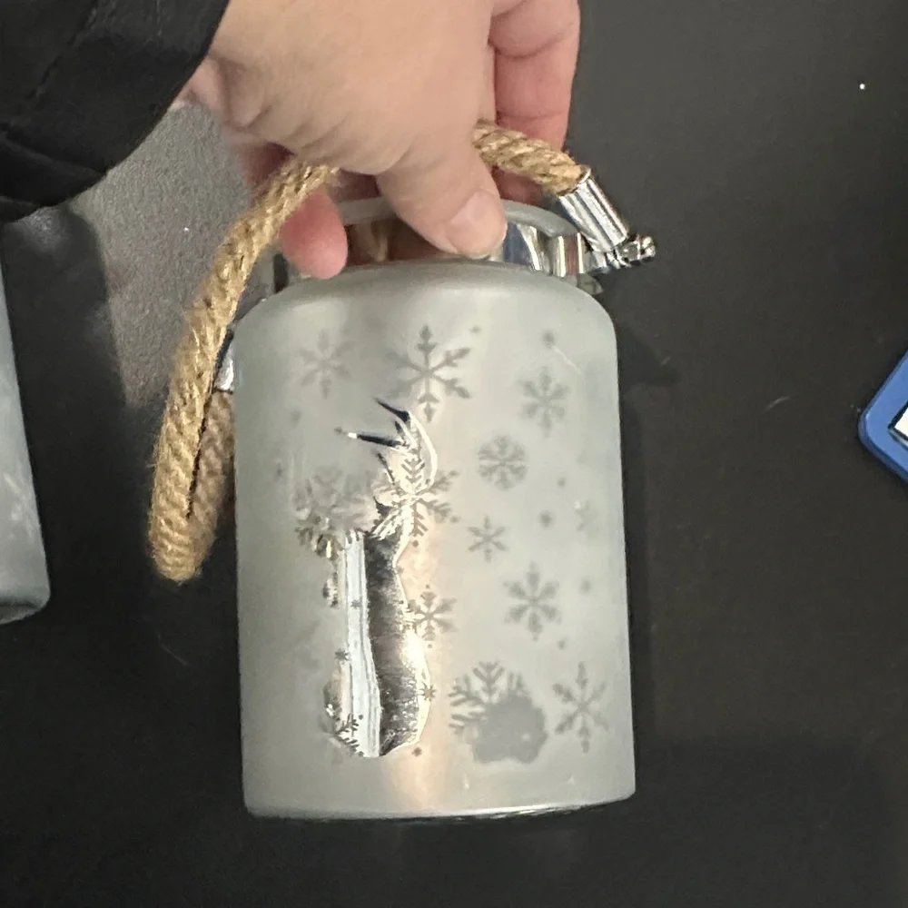 Winter Wonderland Frosted Candle Holders with dear head design